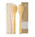 BAMBOO KITCHEN ACCESSORIES WITH COTTON POUCH
