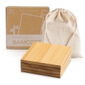 SET OF 4 BAMBOO COASTERS WITH COTTON POUCH