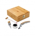 CABERNET. Conjunto para vinho em bambu, a�o inoxid�vel, vidro e ABS