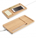 MOTT. BAMBOO DESK ORGANIZER WITH WIRELESS CHARGER
