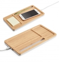 MOTT. Organizador de secret�ria com carregador wireless 15W em bambu e ABS