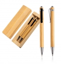 BAMBOO BALLPOINT AND INFINITY PENCIL SET, CASE