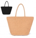 WOVEN JUTE SHOPPING BAG WITH KNIT CANVAS EFFECT