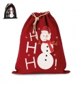 COTTON BAG WITH SNOWMAN DESIGN AND DRAWCORD CLOSURE.