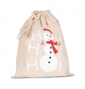 COTTON BAG WITH SNOWMAN DESIGN AND DRAWCORD CLOSURE.