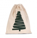 COTTON BAG WITH CHRISTMAS TREE DESIGN AND DRAWCORD CLOS