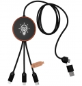 RPET 5-in-1 luminous logo charging cable and 10W charg