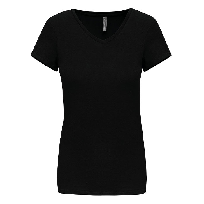 T-shirt de senhora decote V de manga curta