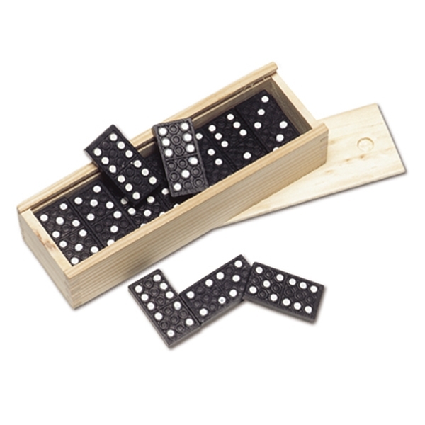 WOODEN BOX WITH DOMINO GAME ENID