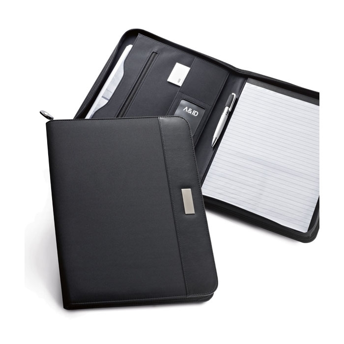 PASZO. PU and microfibre A4 folder with lined pages