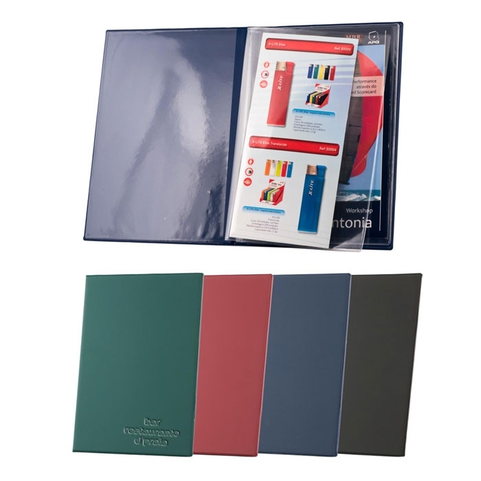 Capa menu em PVC, 4 bolsas
