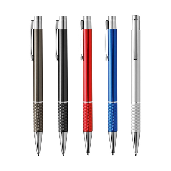 METAL BALL PEN, WITH SILVER COLOURED DETAILS