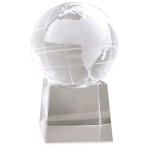 TROFEU VIDRO BOLA MUNDO