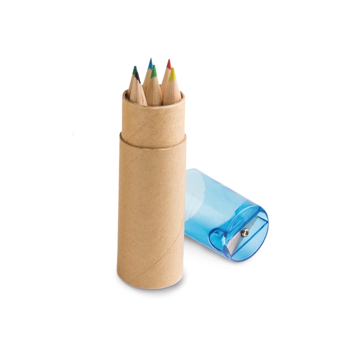 ROLS. PENCIL BOX TUBE WITH 6 COLOURED PENCILS AND SHARP
