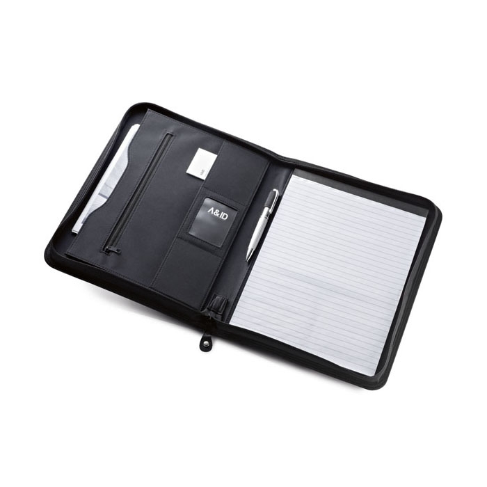 PASZO. PU and microfibre A4 folder with lined pages