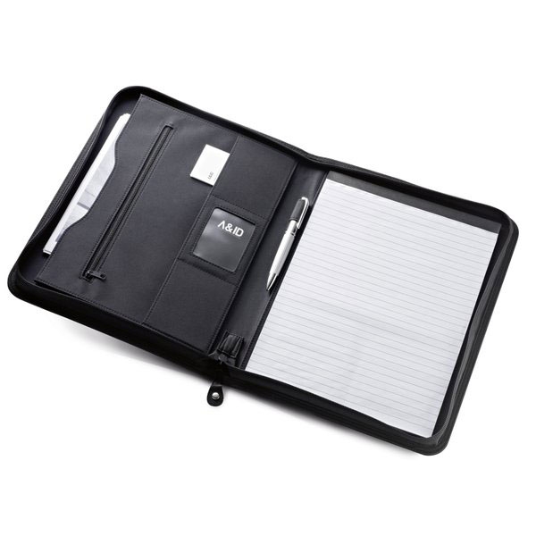 PASZO. PU and microfibre A4 folder with lined pages