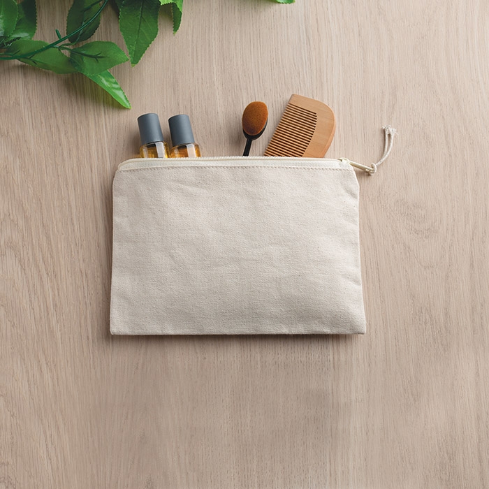 100% COTTON CANVAS POUCH, WITH ZIP