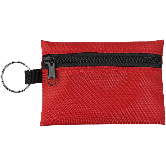Bolsa de primeiros socorros com 16 pe�as e porta-chaves 