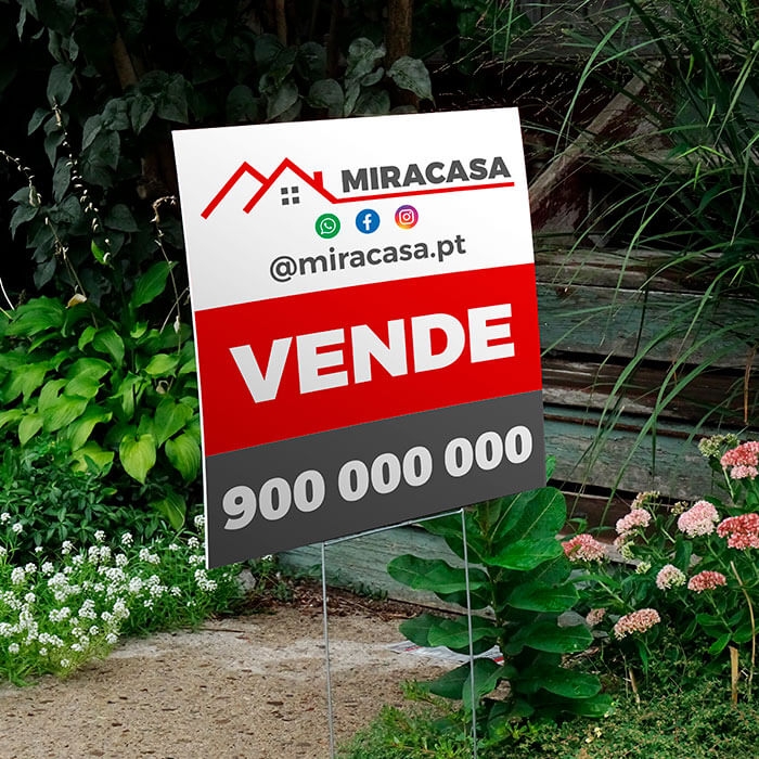 PLACA IMOBILI�RIA 0.6X0.7M PERSONALIZ�VEL