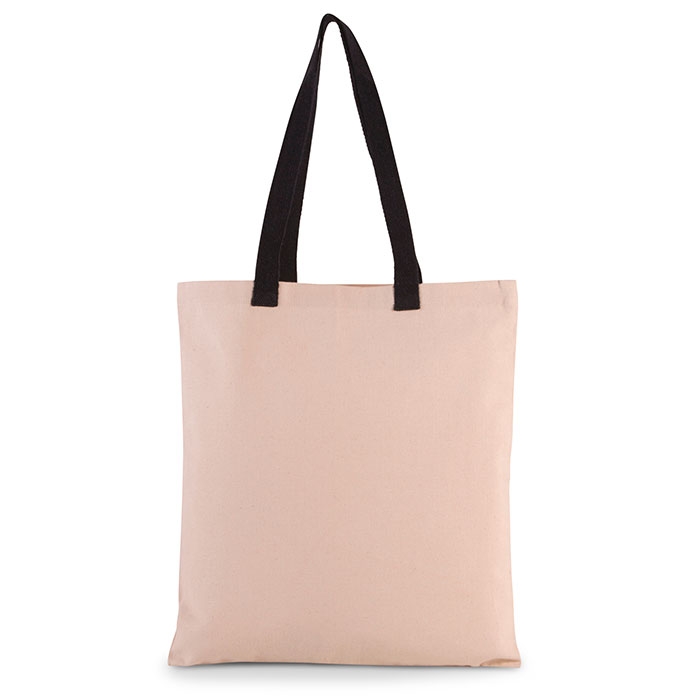 FLAT CANVAS SHOPPER WITH CONTRAST HANDLE