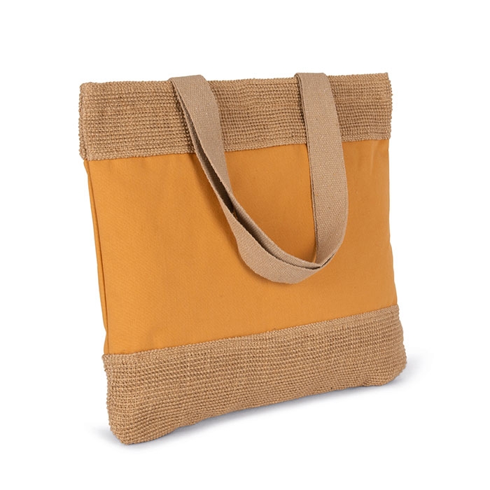 SHOPPING BAG IN COTTON AND WOVEN JUTE THREADS