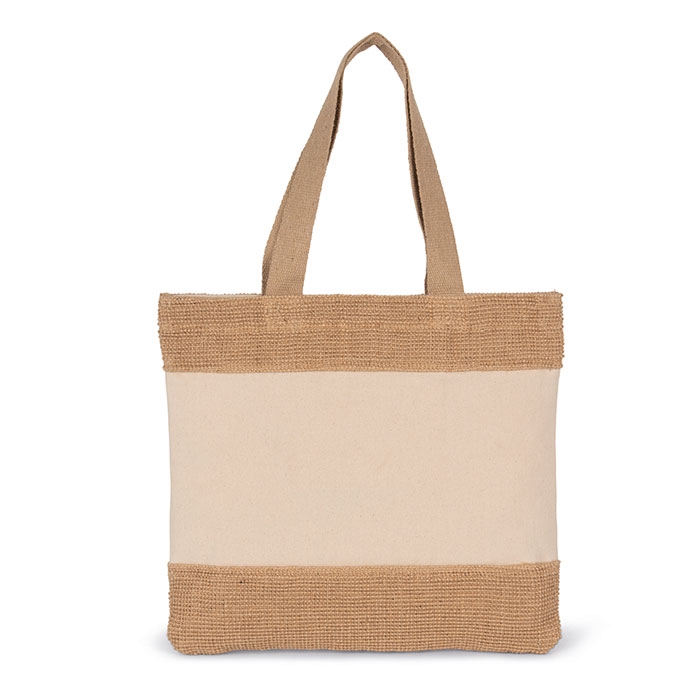 SHOPPING BAG IN COTTON AND WOVEN JUTE THREADS