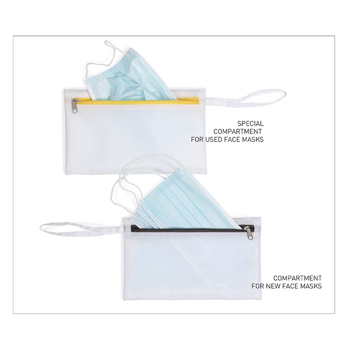 DOUBLE COMPARTMENT POUCH, ONE WITH WATERPROOF FABRIC